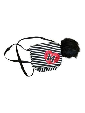 Justice Black White Monogram Purse Stripes M